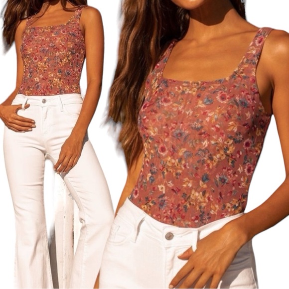 Lulus Tops - NWT lulus Love in the Garden Mesh Floral Bodysuit - Women’s Medium